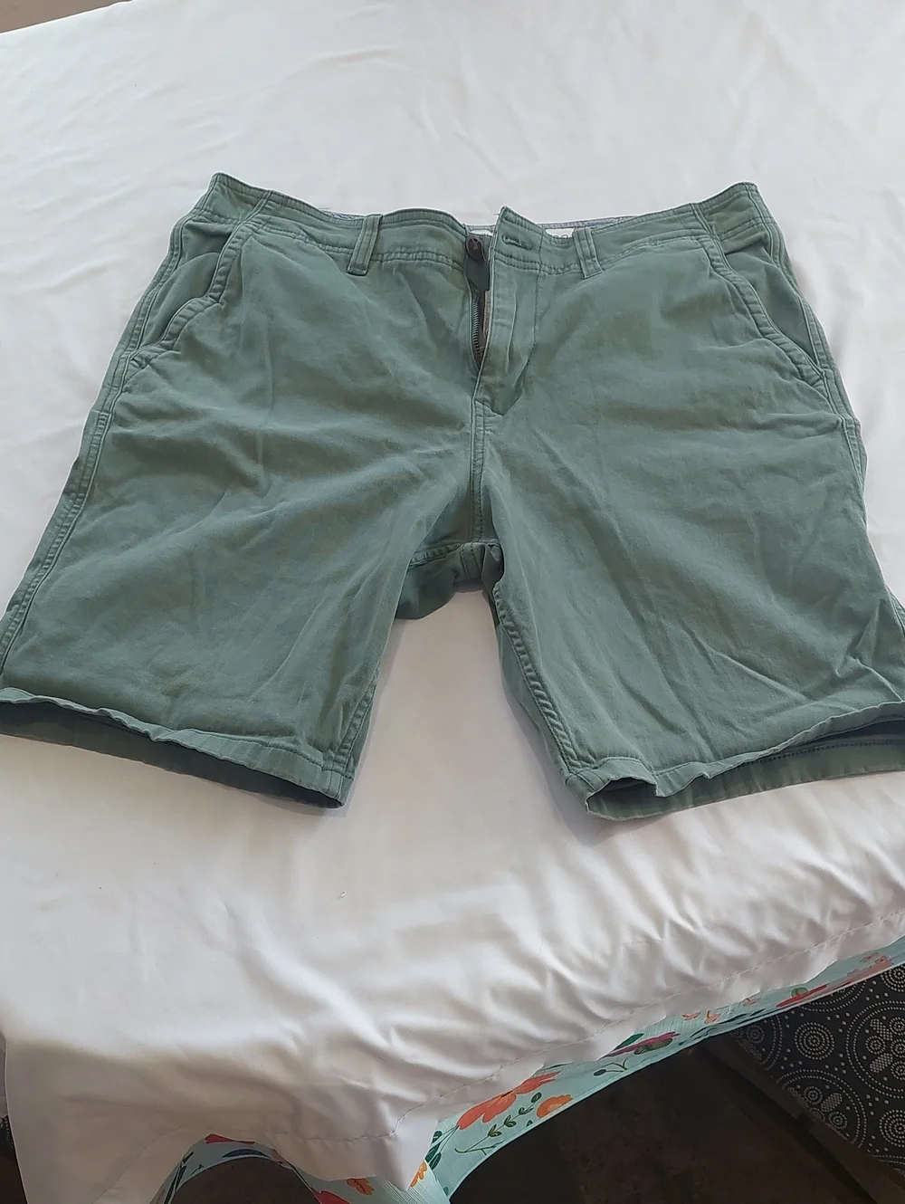 Lucky Brand Men's Flat Front Chino Shorts - Sage 33 Waist .